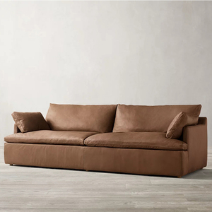 Комплект диванов RH CLOUD <span class=keywords><strong>LEATHER</strong></span> SQUARE ARM из натуральной кожи, коричневый, современный, роскошный, с выдвижным механизмом, для гостиной, с просторным сидением - Product Image 2