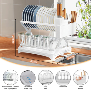 مطبخ متعدد الأغراض صلب أبيض حديث مقاوم للصدأ للتخزين قابل للطي تجفيف - Product Image 4