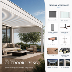 Pergola bioclimatique motorisée à lames orientables en aluminium, imperméable, pour jardin, <span class=keywords><strong>terrasse</strong></span>, gazebo, <span class=keywords><strong>prix</strong></span> direct usine, vente en gros - Product Image 5