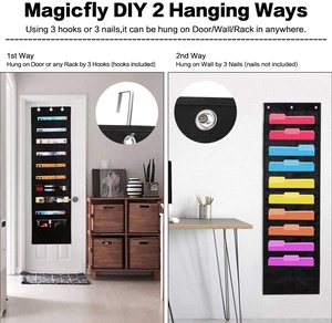 Organizador de Archivos Colgante Premium de 20 Bolsillos/Tableros de Almacenamiento para Montar en la Pared con 6 Organizadores para Puerta/2 Paquetes de Colgadores de Pared para Revistas - Product Image 5