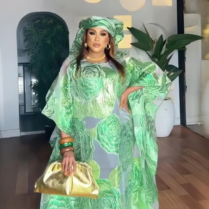 Conjunto de vestido de iglesia de dos piezas Nigeriano para mujeres africanas nuevo modelo Boubou bordado tinte de pavo ropa de talla grande incluyendo - Product Image 3