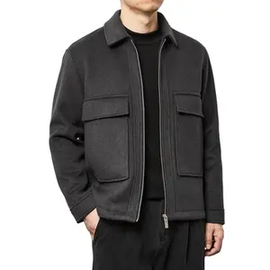 Бестселлер, новый дизайн, китайская шерстяная куртка на молнии с накладными карманами, пуговицами спереди
