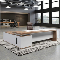 Bureau de direction de qualité en MDF, mobilier de bureau commercial avec tiroir, ensemble de bureau en L avec huche, bureau de PDG/directeur