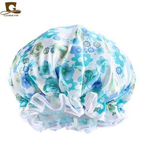 Gorro de Ducha Impermeable de Poliéster Sedoso 100% de Doble Capa para Baño, Lavandería, Gorro para Mujer, Todas las Estaciones, Venta al por Mayor - Product Image 3