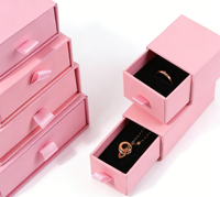 Boîte de rangement pour bijoux en cuir rose, style tiroir - Usine d'emballage de luxe certifiée FSC du Vietnam