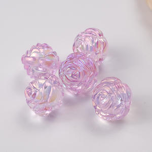 Cuentas perforadas de rosas transparentes, cadena para teléfono móvil, pulsera, accesorios DIY, venta al por mayor, cuentas acrílicas, rosas transparentes - Product Image 4