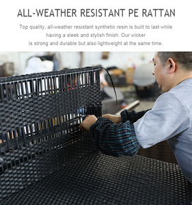 4-người mây tự nhiên wicker Patio đồ nội thất thiết lập cho ăn uống hoặc khách sạn ngoài trời Vườn Bàn và ghế - Product Image 5