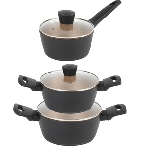 High Quality Ceramic Coated Non-Stick <b>Pots</b> Soft Touch Handle 6-Piece Blue Aluminum Induction Cookware <b>Set</b> - Product Image 1