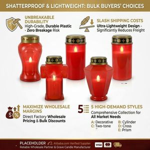 Bougie LED de cimetière étanche en gros, à piles, en plastique rouge, en forme de croix, pour commémoration religieuse, lumière LED pour tombes - Product Image 5
