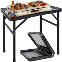Table de pique-nique pliante en métal réglable en hauteur 27/56cm Table de camping en plein air avec poignée de transport