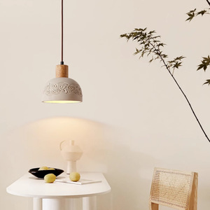Nordic Style Creative Unique Retro Wooden Cement Pendant <b>Light</b> Creative Bedside Table <b>Light</b> for Bedroom Dining Room Bar Counter - Product Image 5