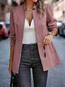 2023 femmes automne et hiver costume manteau Cardigans jacquard veste à manches longues col <span class=keywords><strong>marin</strong></span> décontracté ample costume manteau - Product Image 3