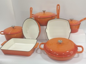 Wok moderne en <span class=keywords><strong>fonte</strong></span> émaillée antiadhésif, résistant à la rouille, écologique, compatible four, qualité alimentaire, facile à nettoyer, ensemble d'ustensiles de cuisson - Product Image 1