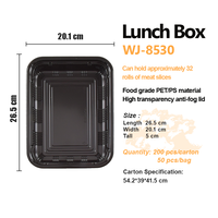 Boîte Bento jetable en PP, rectangulaire, épaisse, de qualité alimentaire, écologique, pour sushis, salades et plats à emporter, compatible micro-ondes (lot de 30)