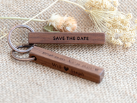 Vente en gros de porte-clés personnalisés écologiques rectangulaires pour mariage, anniversaire, avec logo imprimé à l'écran, en acier inoxydable et en bois