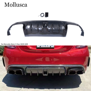 Pour Mercedes Classe C W205 4 portes, style carbone, lèvre arrière, diffuseur arrière, lèvre de pare-chocs 2015-2021 - Product Image 1