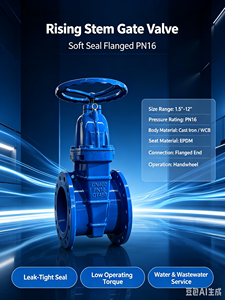 Vanne à opercule à bride en fonte ductile de haute qualité NRS à siège résilient Z45X PN16 pour l'alimentation en eau - Product Image 3