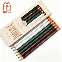 Ensemble de crayons hexagonaux en bois personnalisés avec gomme, boîte cadeau à thème avec logo, crayons en graphite HB pour cadeaux de papeterie