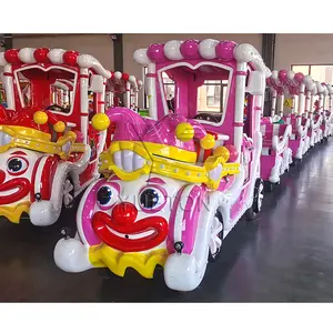 Customized Funfair Rides Kiddie Fiberglass Wagon Clown Battery Mini Trackless Train For Sale