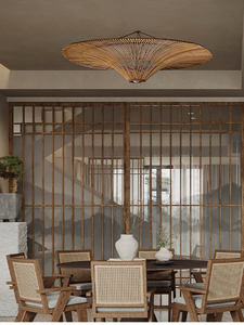 Lampadario in <span class=keywords><strong>Rattan</strong></span> Stile Giapponese Retrò con Altezza Regolabile per Ristoranti Lampade da Soffitto in Stile Sud-Est Asiatico per Soggiorni - Product Image 4