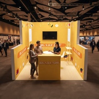 Stand d'exposition 10x10 sans outils, en aluminium, avec éclairage LED intégré, étagères et fond lumineux SEG