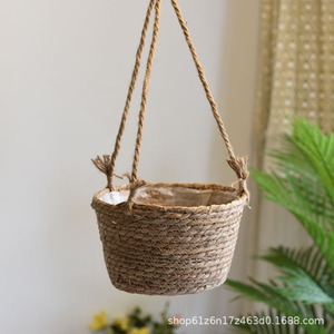 Pot de fleurs suspendu rond en matériau végétal pour plantes d'intérieur, jardinières décoratives - Product Image 2