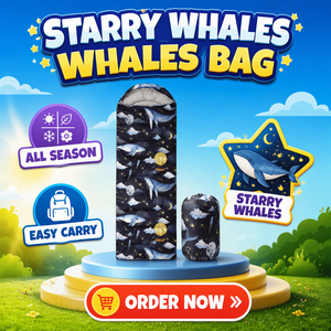 <strong>Whales</strong> Printed 3-Season Lightweight Waterproof Camping <strong>Sleeping</strong> <strong>Bag</strong> Polyester Filled Rectangular for Adults - Product Image 2