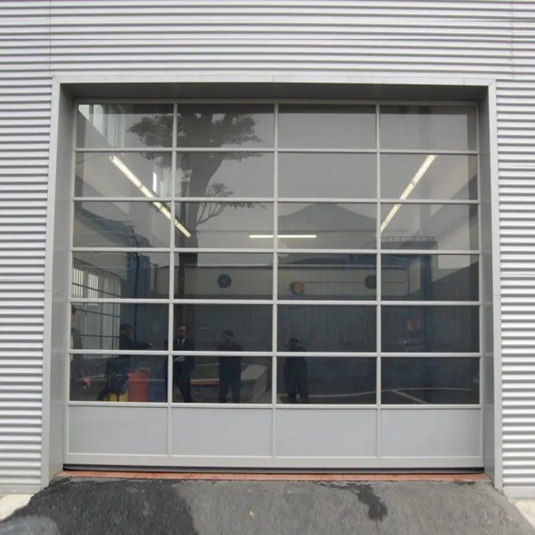 Doorhan-puerta de garaje de cristal para uso comercial, puerta superior seccional transparente para salas de exposición o garajes de coches