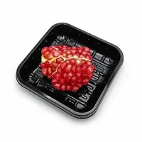 Usine grossiste petite dimension prune raisin emballage carré plateau en plastique jetable