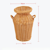 Nouveau panier-vase décoratif vintage à double poignée pour la maison, panier-vase style rotin, panier-vase tressé à la main