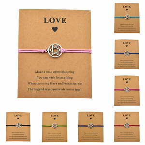 Đồ trang sức Do Thái Star Of David Charm <span class=keywords><strong>Bracelet</strong></span> macrame <span class=keywords><strong>Black</strong></span> Red <span class=keywords><strong>String</strong></span> Make A Wish <span class=keywords><strong>Bracelet</strong></span> - Product Image 1