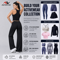 Ensemble de yoga 2 pièces noir sans coutures pour femme, haut dos nageur et pantalon évasé taille haute croisée en V, personnalisable avec logo OEM ODM, tenue de sport et fitness