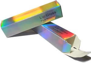 Boîtes pour gloss à lèvres, 10,7x2,3x2,3 cm, boîte d'emballage holographique argentée, boîtes d'emballage pour tubes de gloss à lèvres en papier kraft brillant - Product Image 2