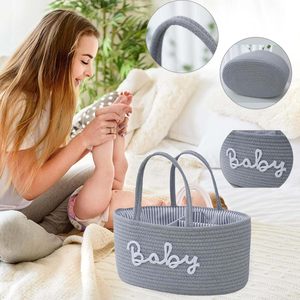 Custom Pattern Modern Cotton Rope Folding Diaper Basket Dry Wet Separation Storage with Removable Lining for Laundry Use - Product Image 2