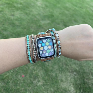 <span class=keywords><strong>Correa</strong></span> de reloj de 5 capas con cuentas de <span class=keywords><strong>piedra</strong></span> natural, estilo bohemio, tejida, para <span class=keywords><strong>Apple</strong></span> <span class=keywords><strong>Watch</strong></span> - Product Image 4
