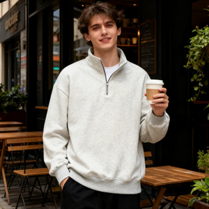 <span class=keywords><strong>Felpa</strong></span> Invernale da <span class=keywords><strong>Uomo</strong></span> in Pile <span class=keywords><strong>con</strong></span> Collo Alto a Mezza Zip, Foderata, Maglia Base Anti-Restringimento, Motivo Tinta Unita - Product Image 3