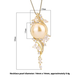 <b>Delicate</b> Eco-friendly Copper Gold Plated Handcrafted Jewelry 14mm Premium Shell Pearl Pendant <b>Necklace</b> for Ladies - Product Image 6