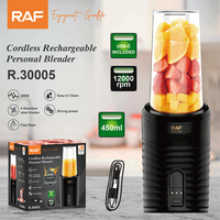 Licuadora Portátil RAF R.30005, 200W, 450ml, Inalámbrica, Recargable por USB C, Mezcladora de Bebidas, 12000 RPM, Alta Potencia, Arranque Rápido, Fácil de Limpiar, para el Hogar