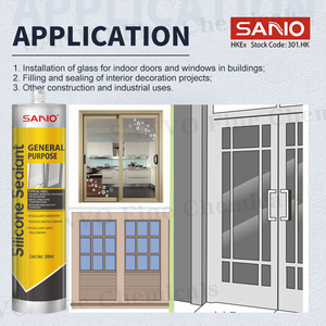 SANVO 300ml Scellant silicone acide Adhésifs Scellants EX252 RTV Gp Durcissement transparent Imperméable Colle pour verre Silicone acétique Scellant - Product Image 3