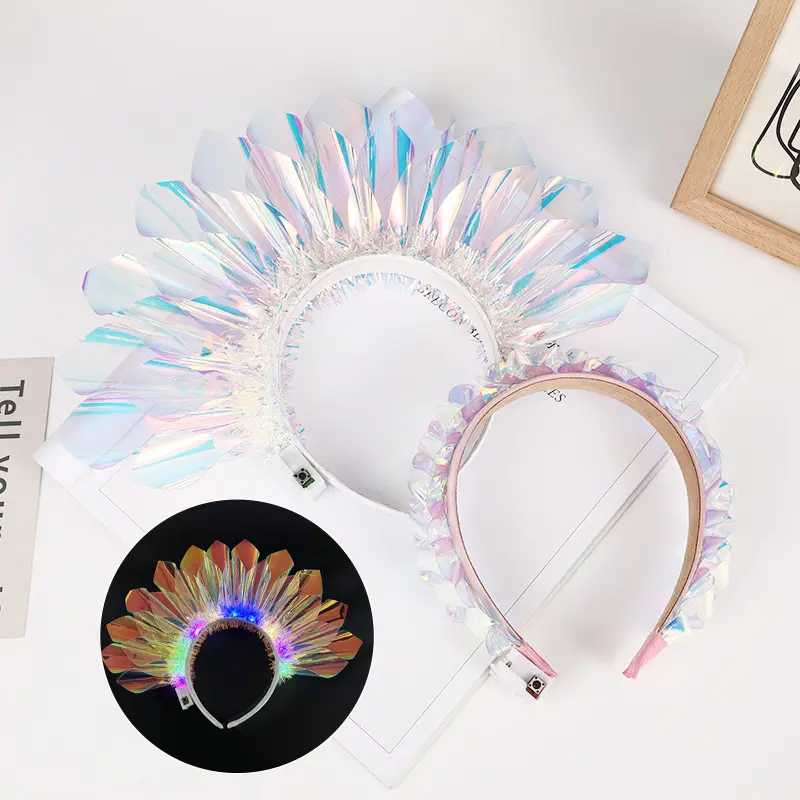 Aufleuchtende Kopfbänder Led-Kronen-Kopfbänder Glow Tinsel-Kopfstück Party Prachthaar-Zubehör für Damen und Erwachsene