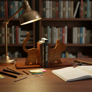 Fermalibri in Legno a Forma di Gatto con Base Antiscivolo per Decorazione <span class=keywords><strong>Verticale</strong></span> Casa e Ufficio, Organizzazione Libri e Documenti - Product Image 4