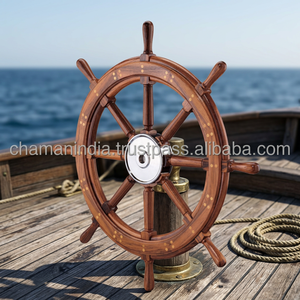 Décoration Nautique pour la Maison : Roue de Bateau Européenne en Bois, Plaque Gravée en Bois de Santal Poli, Style Art Rustique, Boîte Cadeau Indienne Chaman, Fée - Product Image 3