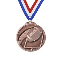 Médaille d'honneur commémorative de compétition sportive de rugby, style antique, en fonte, avec plaque à logo personnalisé, vente en gros