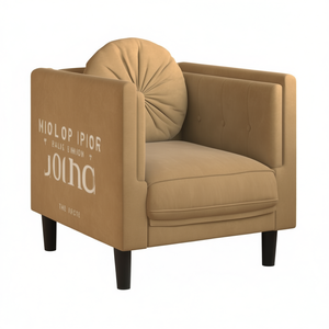 Sillón Moderno para Sala de Estar, Tapizado en Gamuza Sintética Marrón, Diseño Acolchado, Estilo Mid-Century, Asiento de Descanso para el Hogar - Product Image 1