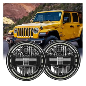 Loyo Auto Accessoires 2023 7 Inch Auto Koplamp Stip Goedgekeurd 60W 7 Inch Ronde Dag Lopende Led Koplamp Voor Jeep Wrangler Jk