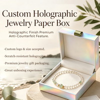 Boîte à bijoux de luxe en papier personnalisée avec étiquette holographique 3D anti-contrefaçon, emballage cadeau pour bague, logo OEM