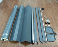 Puerta de Garaje Enrollable Motorizada Gris Moderna, Puertas de Seguridad de Aluminio de Doble Capa para Cobertizos