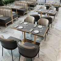 Ensemble de table de salle à manger et banquette en marbre de luxe moderne pour hôtel, mobilier commercial, banquette sur mesure