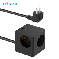 Leishen 2 USB-A + 1 prise de rallonge cubique Type-C Standard européen 6 prises CA Power Point Extender Protection contre les surtensions