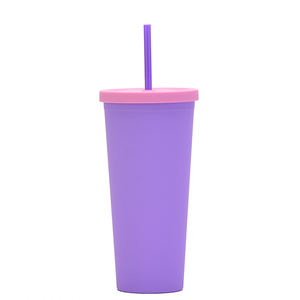 Nuovo Bicchiere Ecologico Portatile da 24oz con Doppia Cannuccia, Design Creativo Satinato Mix & Match - Product Image 5